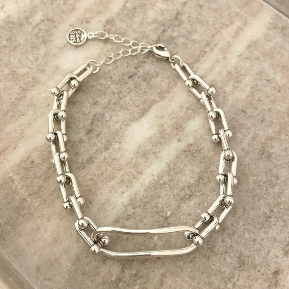 925 Sterling Silver Chunky U Link Bracelet Silver Large Chain Link bracelet - Picture 1 of 4